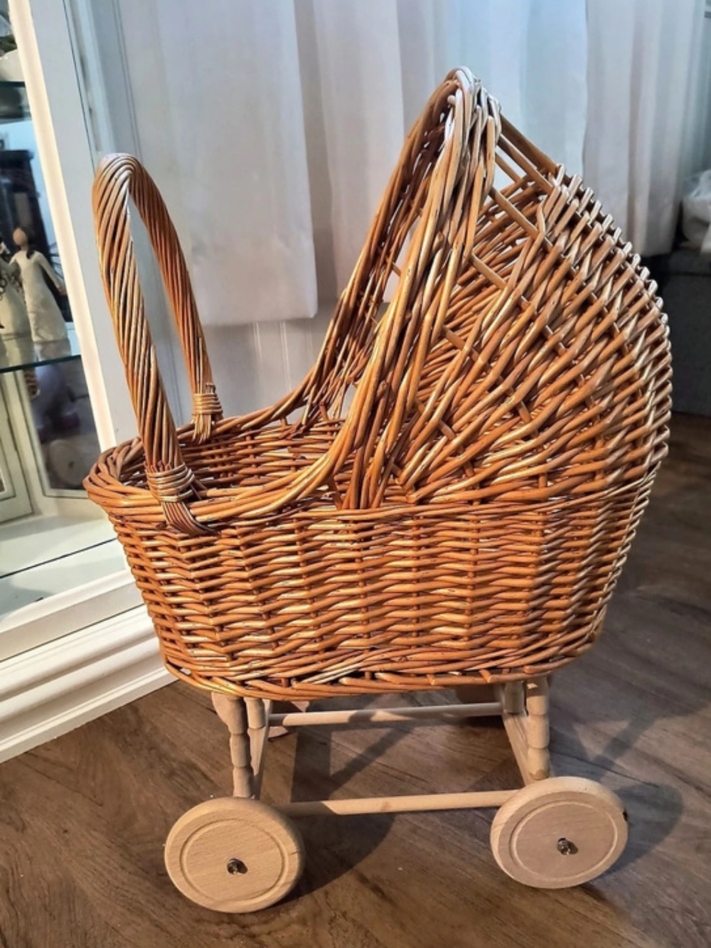 Woven Rattan Baby Carriage Basket